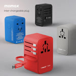MOMAX旅行插座 - 70W GaN 3插口及內置伸縮USB-C充電線旅行插座 (預訂貨品)