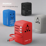MOMAX旅行插座 - 70W GaN 3插口及內置伸縮USB-C充電線旅行插座 (預訂貨品)