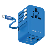 MOMAX旅行插座 - 70W GaN 3插口及內置伸縮USB-C充電線旅行插座 (預訂貨品)