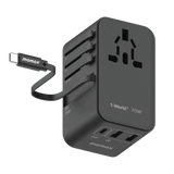 MOMAX旅行插座 - 70W GaN 3插口及內置伸縮USB-C充電線旅行插座 (預訂貨品)