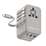MOMAX旅行插座 - 70W GaN 3插口及內置伸縮USB-C充電線旅行插座 (預訂貨品)