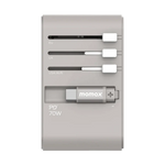 MOMAX旅行插座 - 70W GaN 3插口及內置伸縮USB-C充電線旅行插座 (預訂貨品)