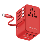 MOMAX旅行插座 - 70W GaN 3插口及內置伸縮USB-C充電線旅行插座 (預訂貨品)