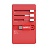 MOMAX旅行插座 - 70W GaN 3插口及內置伸縮USB-C充電線旅行插座 (預訂貨品)